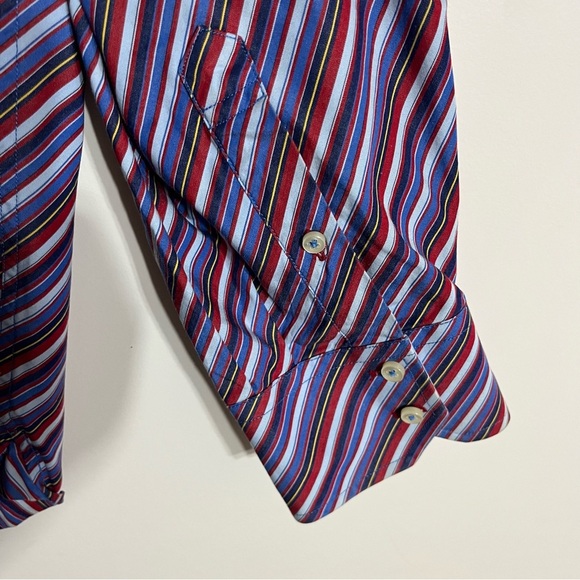 Tommy Hilfiger Button Up Shirt Striped Flag Logo Long Sleeve Multicolor Size 2XL - Picture 3 of 13